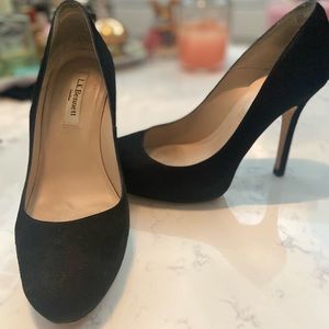 Black suede LK Bennett sledge heel
